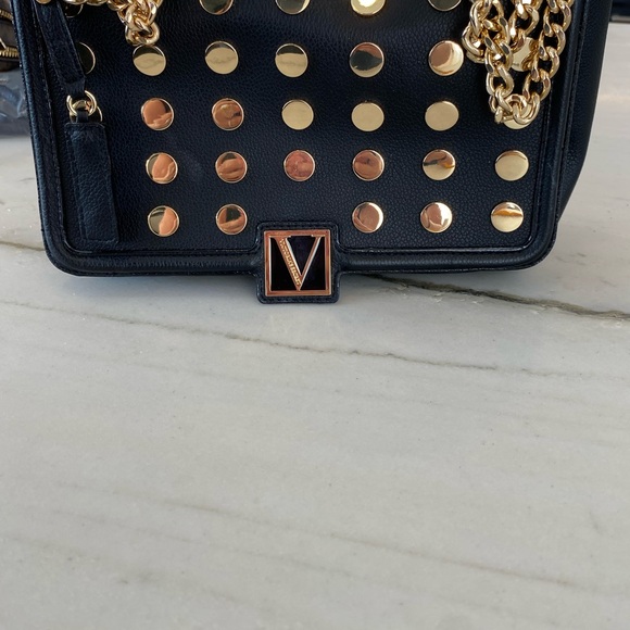 Black and Gold Crossbody Bag with Studded Design - Picture 3 of 9